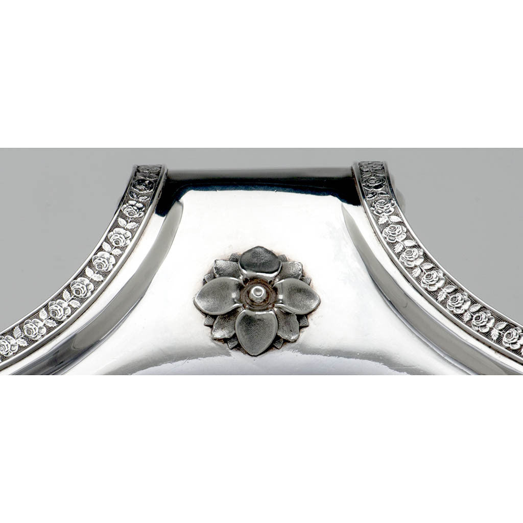 Handle of the Fletcher &amp; Gardiner Antique Coin Silver Bread Basket, Philadelphia, c. 1815, Retailed by J. B. Jones in Boston