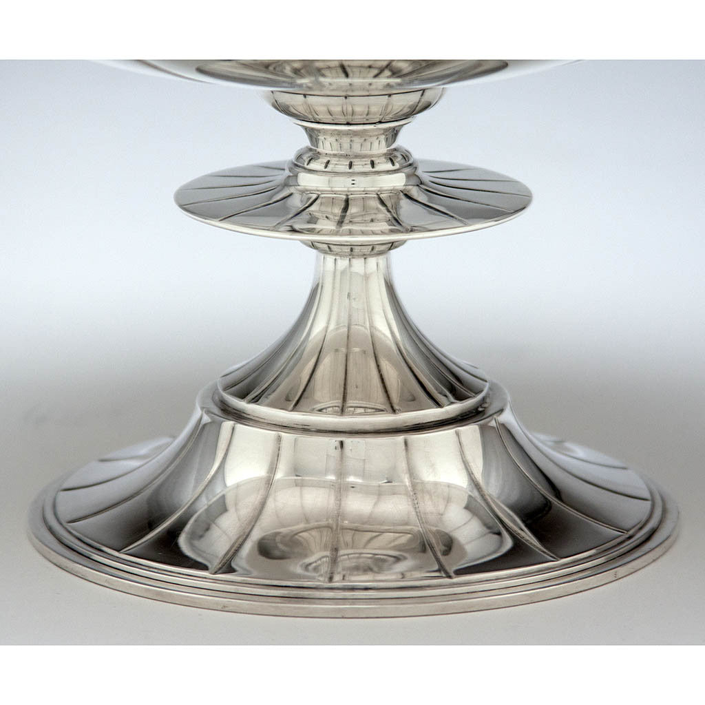 Base detail Erik Magnussen Designed for Gorham Important Pair of Art Deco Sterling Silver Tazze, Providence, c. 1926