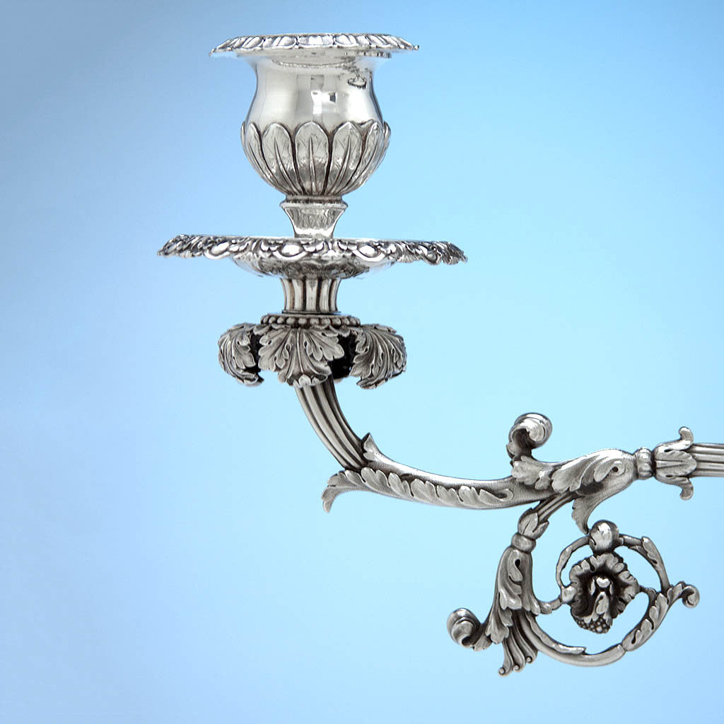 Candle arm on Rebecca Emes &amp; Edward Barnard, Exceptional English Antique Sterling Silver Epergne, London - 1819/20