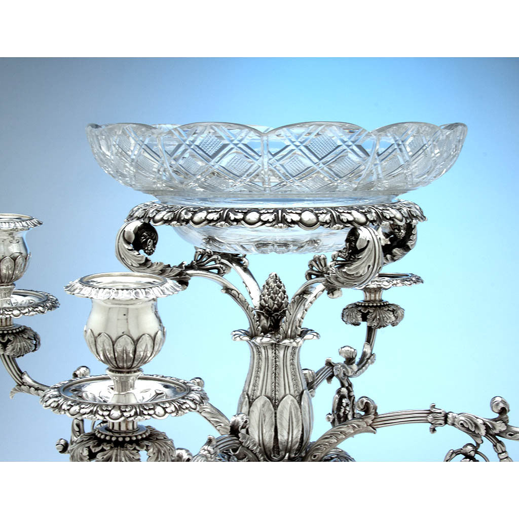 Center basket on Rebecca Emes &amp; Edward Barnard, Exceptional English Antique Sterling Silver Epergne, London - 1819/20