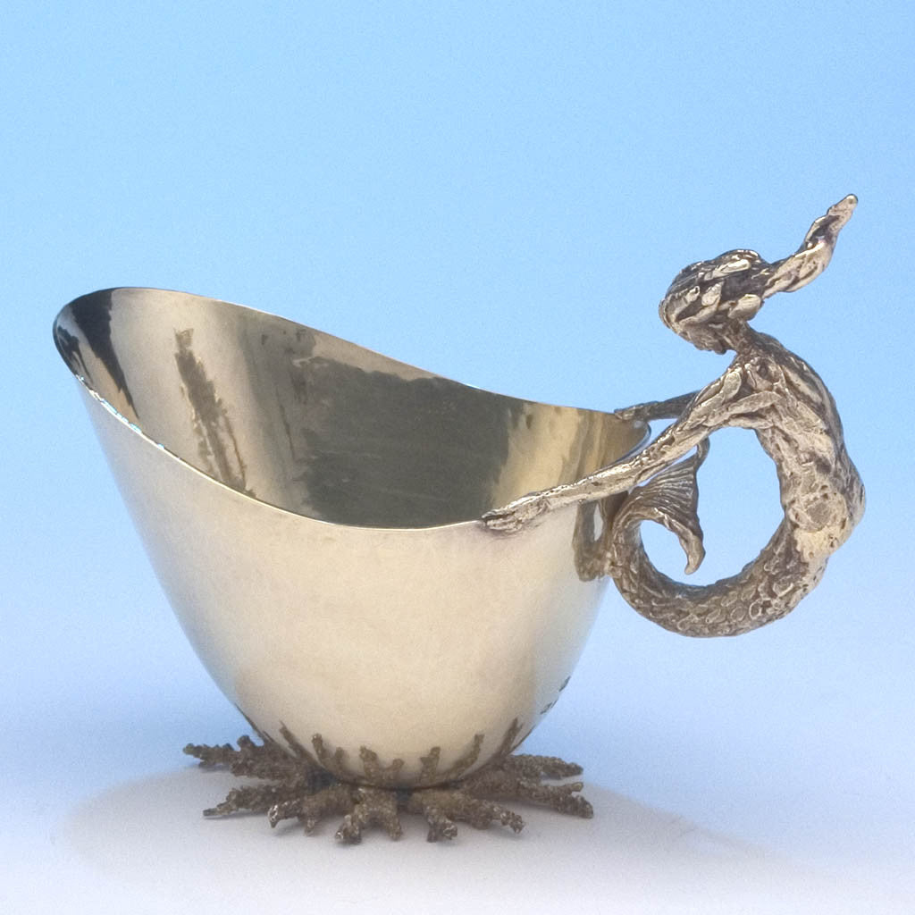 Leslie Durbin, English Gilt Sterling Silver Figural Gravy Boat, London, 1969/70