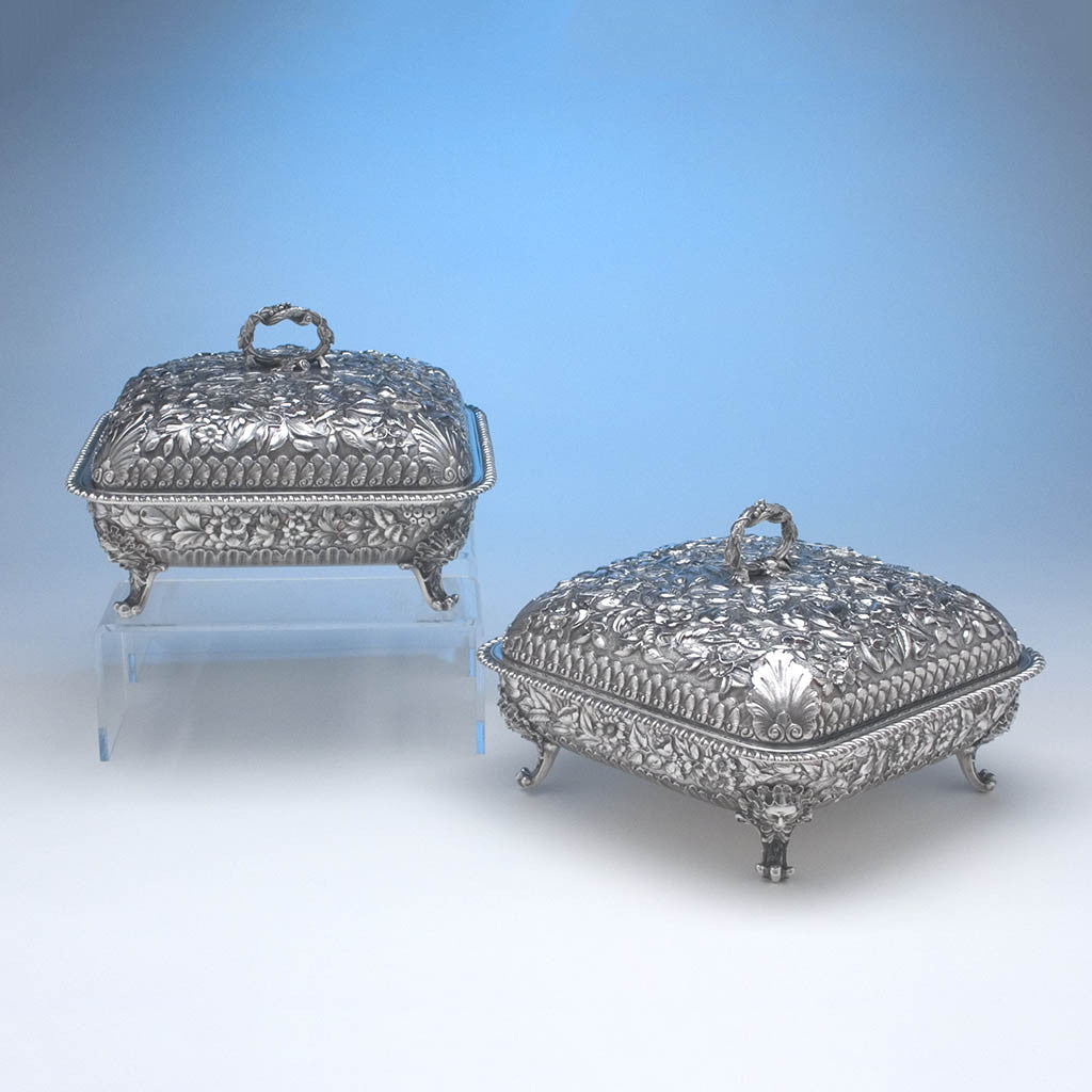 Peter Krider Pair of Sterling Silver Covered Serving Dishes, c. 1878-94