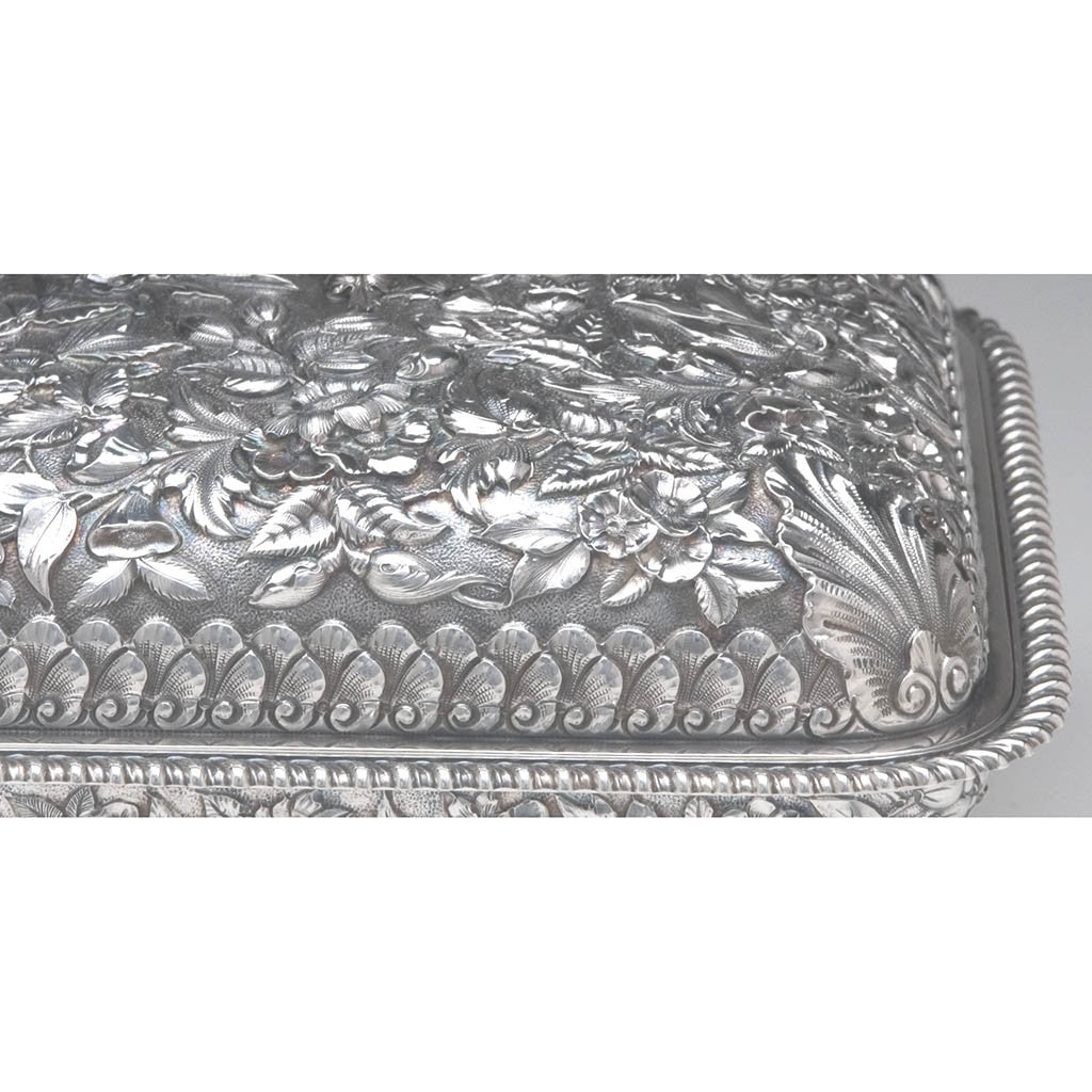 detail of the Peter Krider Pair of Sterling Silver Covered Serving Dishes, c. 1878-94