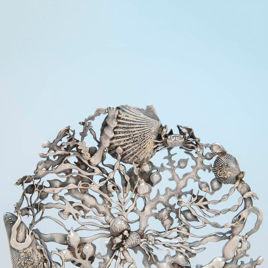 Detail of Gorham &#39;Narragansett&#39; Antique Sterling Silver Bon Bon Dish, Providence, RI, 1886