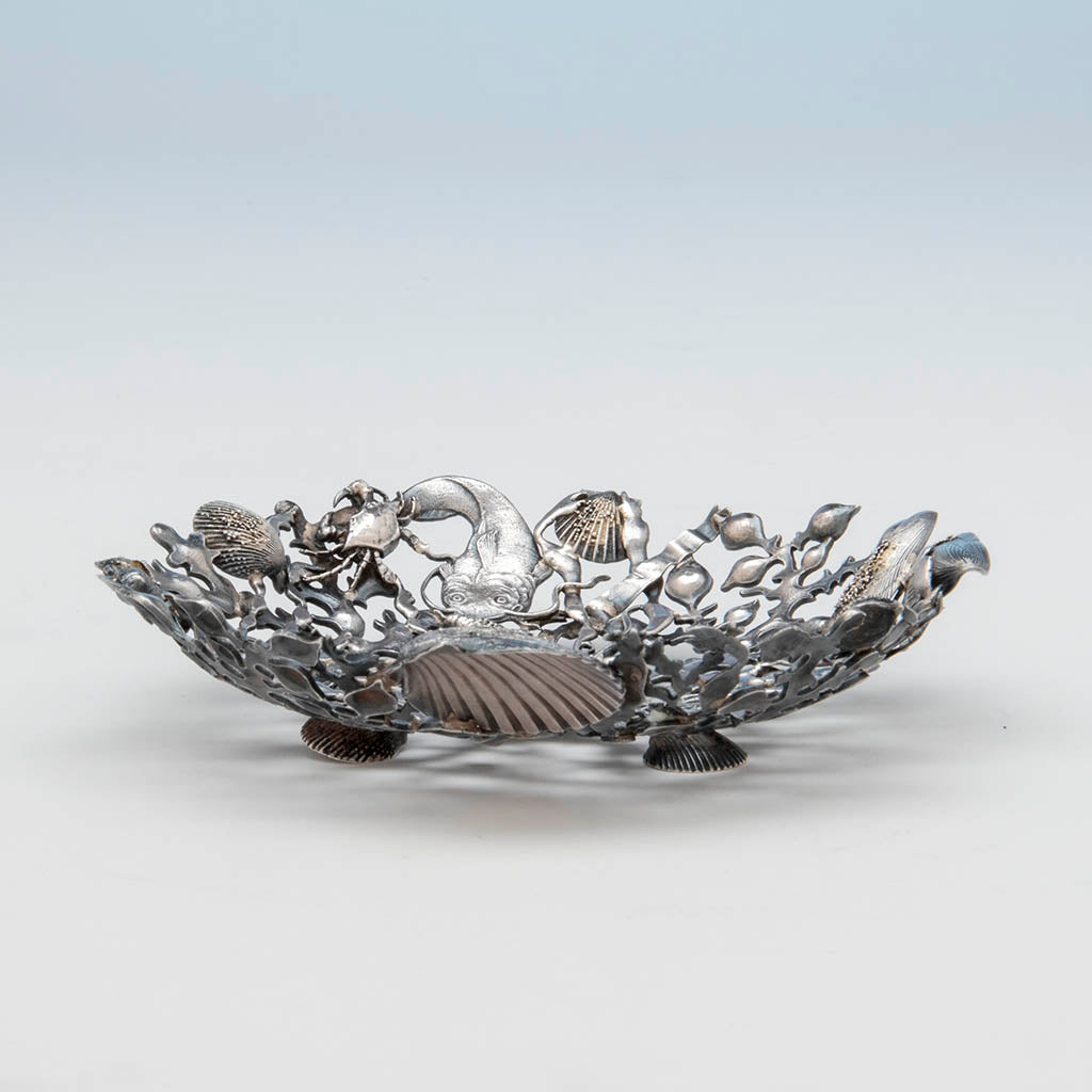 Feet to Gorham &#39;Narragansett&#39; Antique Sterling Silver Bon Bon Dish, Providence, RI, 1886