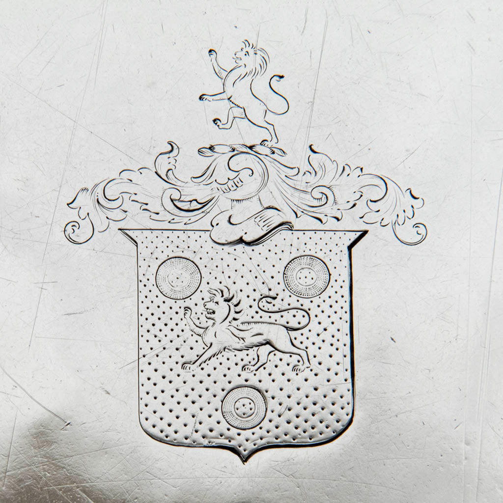 Armorial on Mary Catherine Knight (attributed) at the Handicraft Shop Hand Wrought Arts &amp; Crafts Sterling Silver Serving Plate, Boston or Wellesley Hills, 1905
