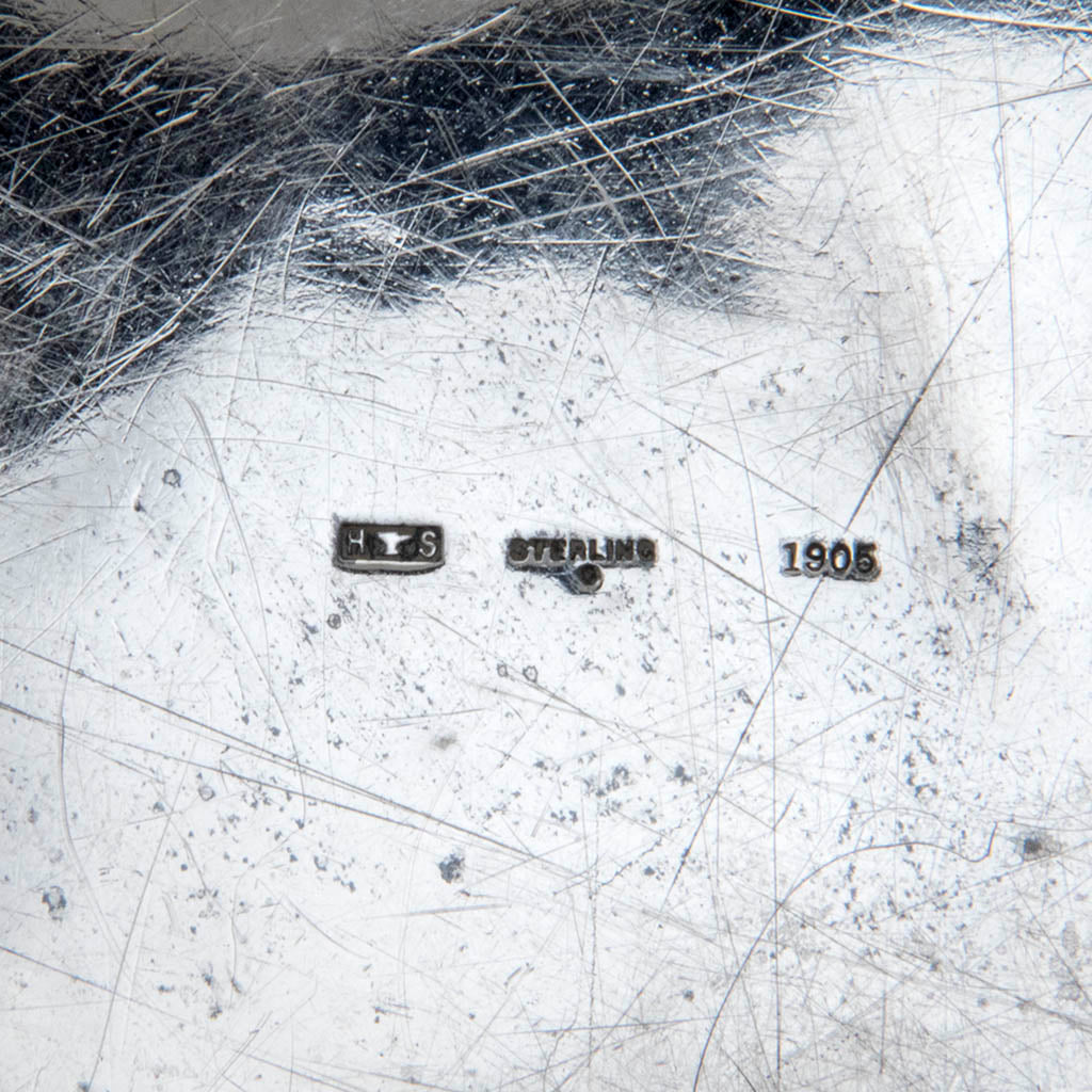 Marks on Mary Catherine Knight (attributed) at the Handicraft Shop Hand Wrought Arts &amp; Crafts Sterling Silver Serving Plate, Boston or Wellesley Hills, 1905