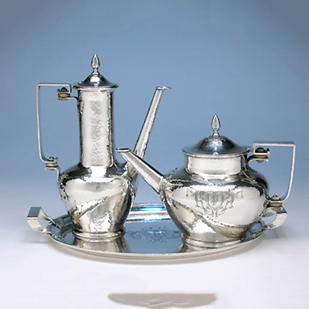 Coffee, Tea and tray of the Shreve &amp;amp; Co Sterling Silver 7-piece Coffee and Tea Service, San Francisco - c. 1905
