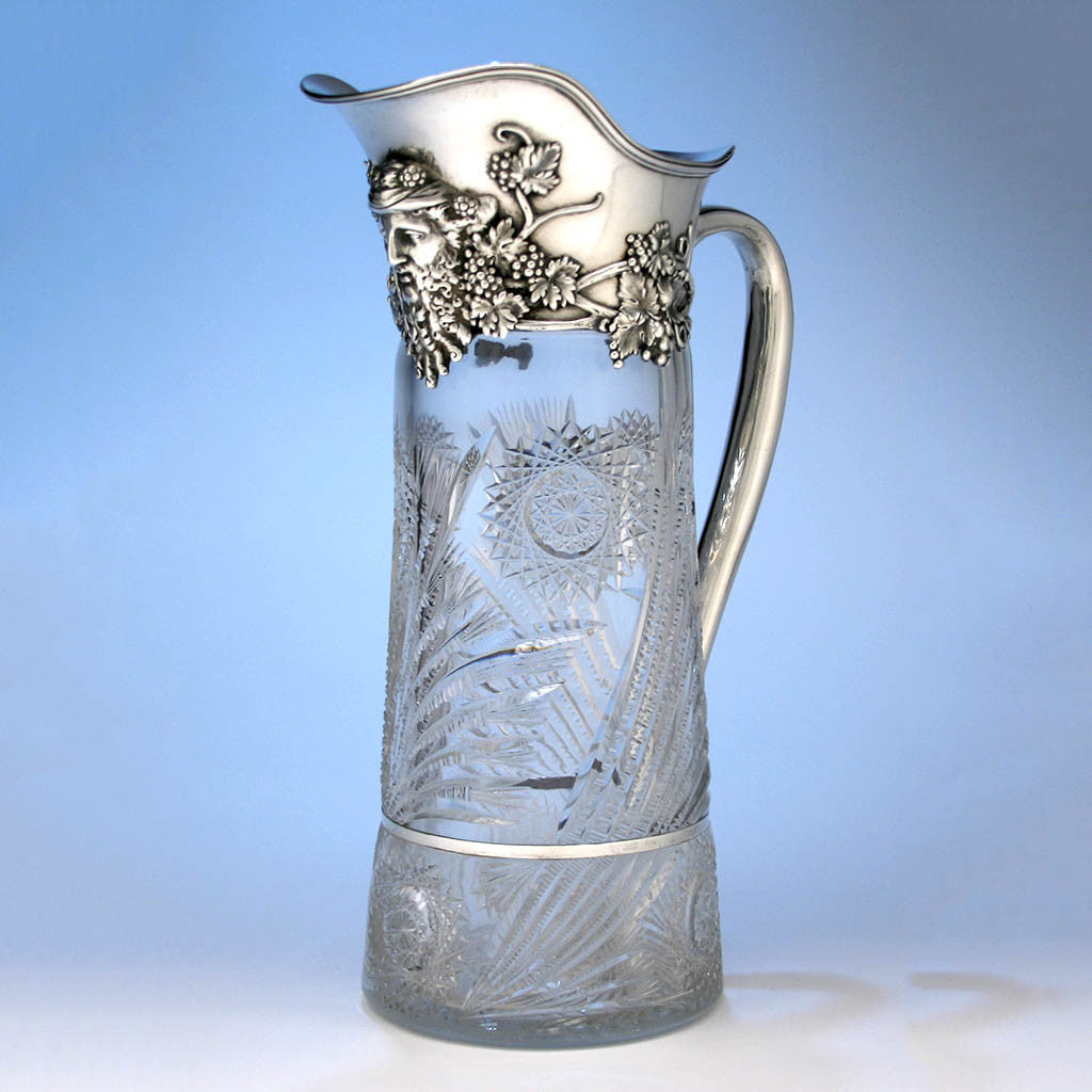 Tiffany & Co. Massive Antique Sterling Silver and Cut Glass Pitcher, 1902-1907