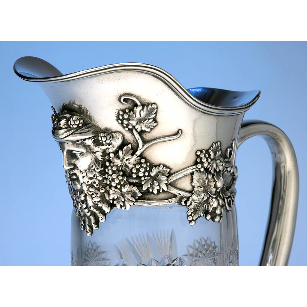 Spout on Tiffany &amp; Co. Massive Antique Sterling Silver and Cut Glass Pitcher, 1902-1907