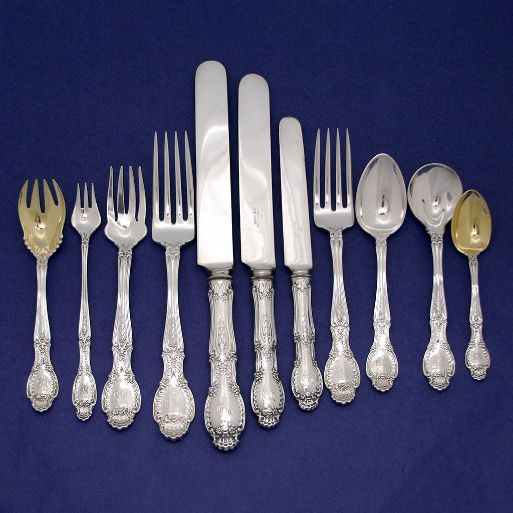 Tiffany & Co 'Richelieu' Pattern Sterling Silver Flatware service for 12, c. 1900