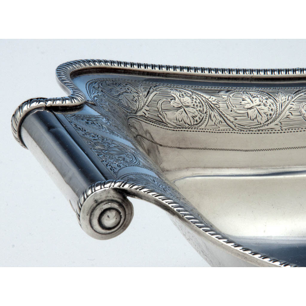 Handle to Lewis &amp; Smith Antique Coin Silver Bread Basket, Philadelphia, 1805-1810