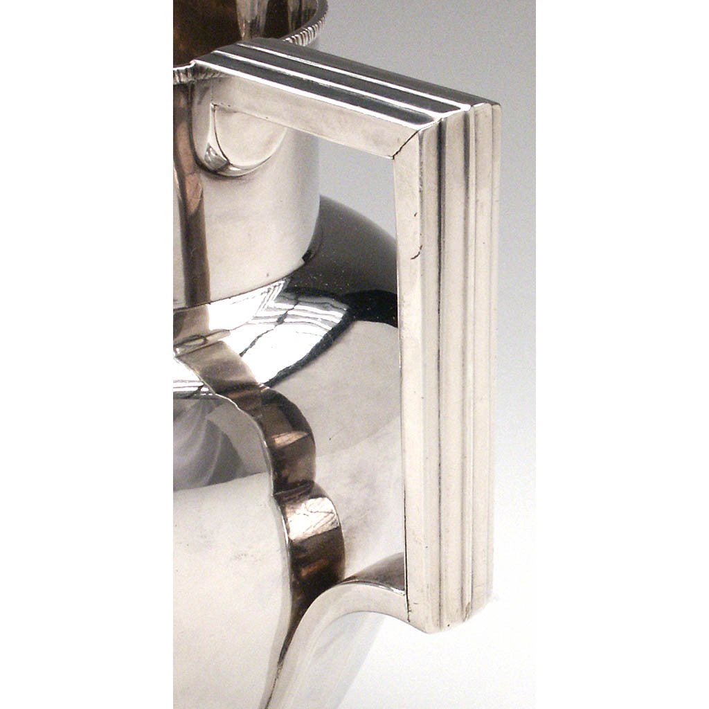 Bold handle on William Seal American Federal Coin Silver Water Pitcher, Philadelphia, c. 1810-22, ex. collection: Sam Wagstaff 