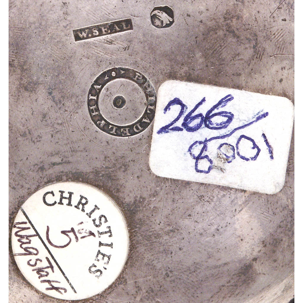 Marks on William Seal American Federal Coin Silver Water Pitcher, Philadelphia, c. 1810-22, ex. collection: Sam Wagstaff 