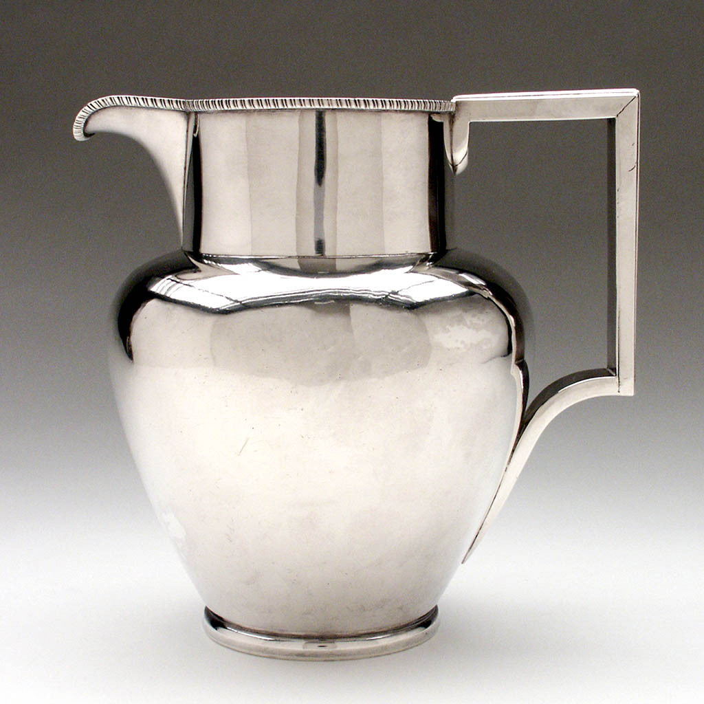 William Seal American Federal Coin Silver Water Pitcher, Philadelphia, c. 1810-22, ex. collection: Sam Wagstaff 