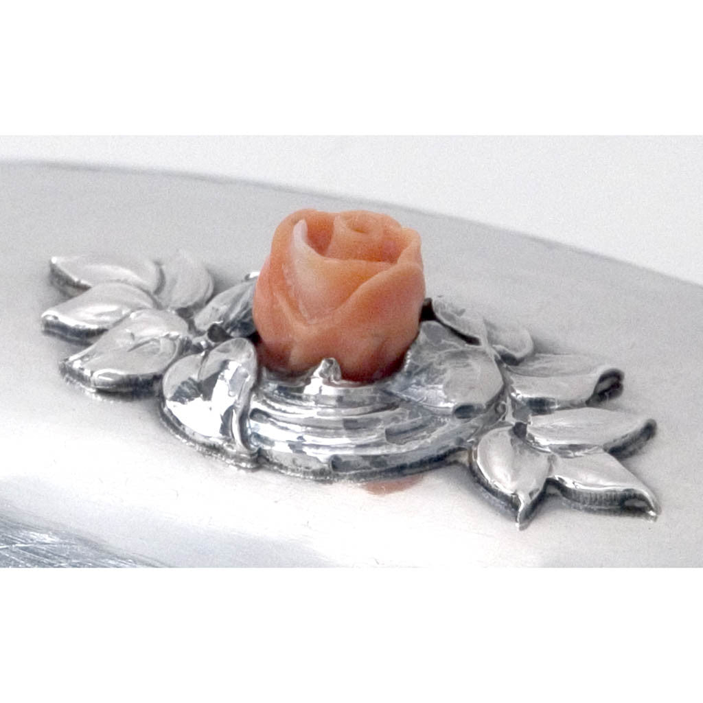 Coral rose on Kalo Shop Sterling Silver &amp; Coral Covered Box, c. 1913