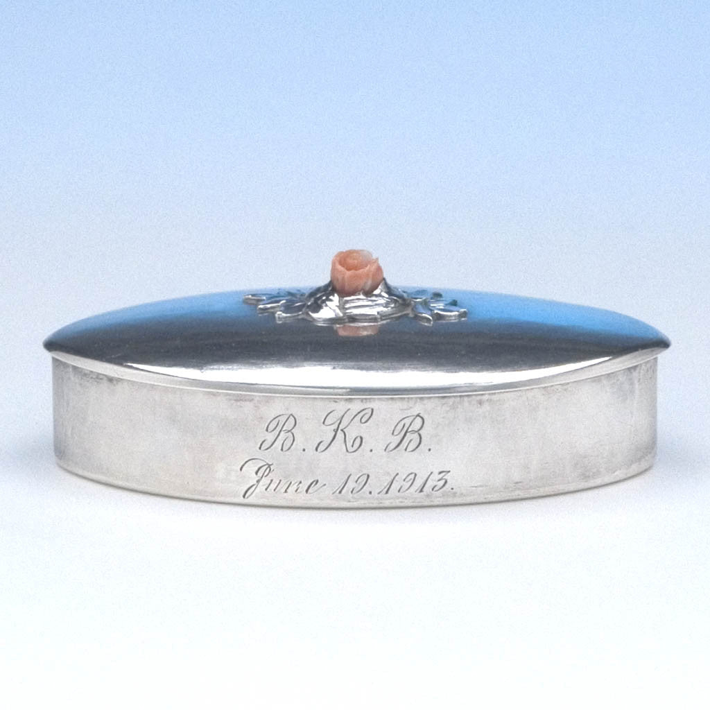 Kalo Shop Sterling Silver & Coral Covered Box, c. 1913