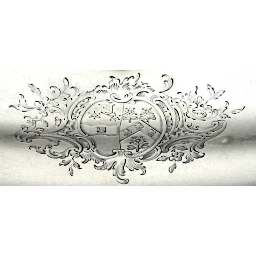 Crest on Pair of George II English Sterling Silver Double-lipped Sauce Boats, Thomas Heming, London, 1759/60