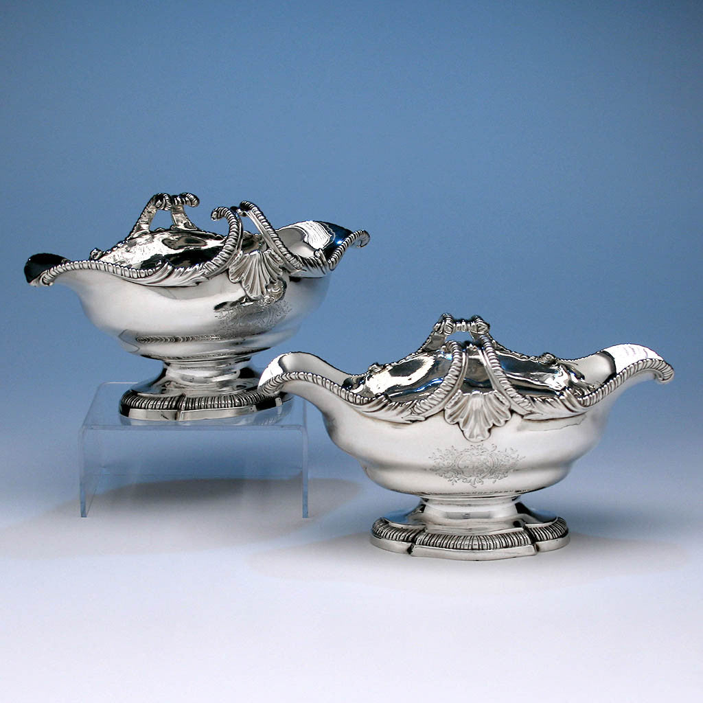 Pair of George II English Sterling Silver Double-lipped Sauce Boats, Thomas Heming, London, 1759/60