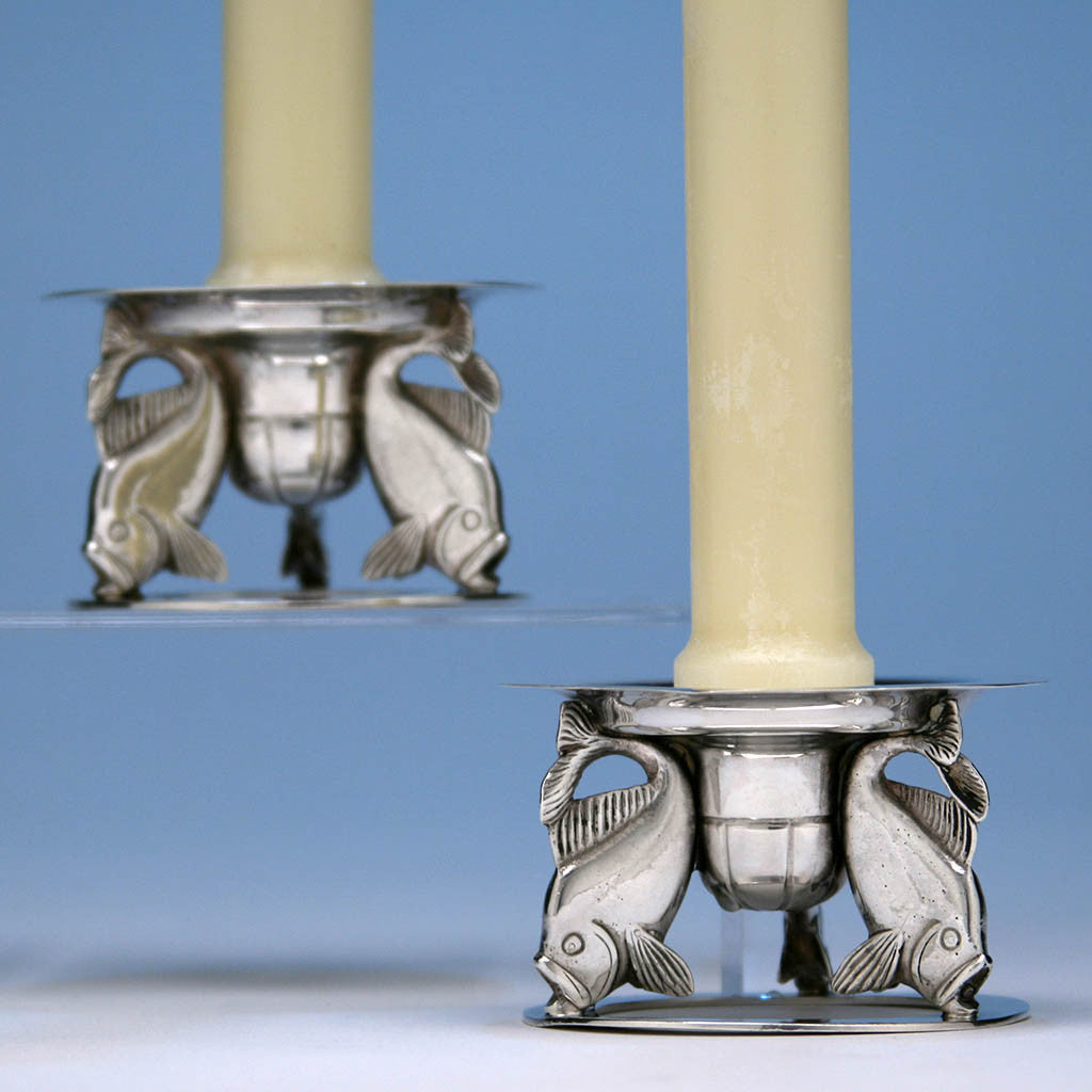 Erik Magnussen for Gorham Sterling Silver Figural Candle Holders, 1928