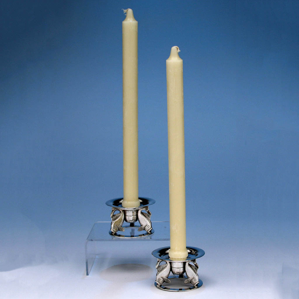 Tall candles in Erik Magnussen for Gorham Sterling Silver Figural Candle Holders, 1928