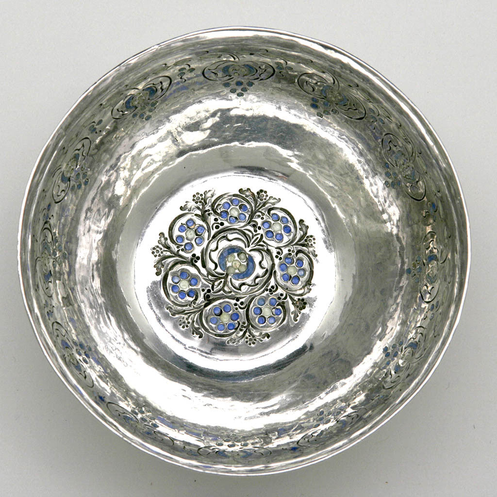 Interior of American Arts &amp; Crafts Silver Mayonnaise Bowl attributed to Mary Knight, c. 1905