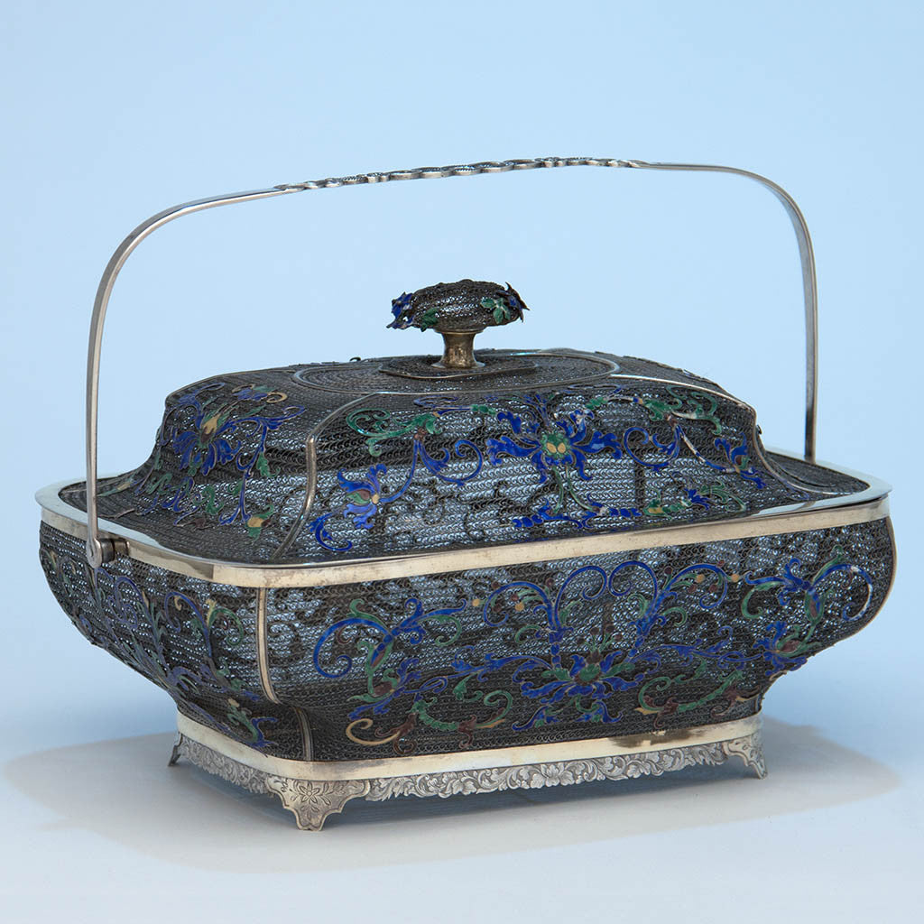 Reverse of Chinese Export Silver Filigree &amp; Enamel Basket, early 19th century