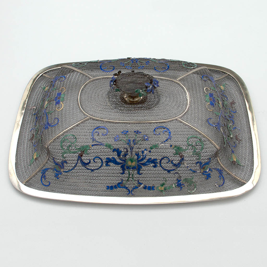 Cover to Chinese Export Silver Filigree &amp; Enamel Basket, early 19th century
