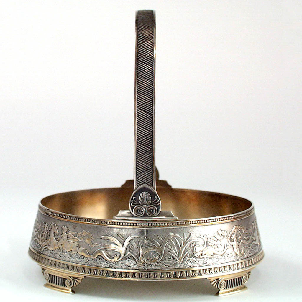Handle to Gorham Aesthetic Antique Sterling Silver Bonbon Basket, Providence, RI, 1874