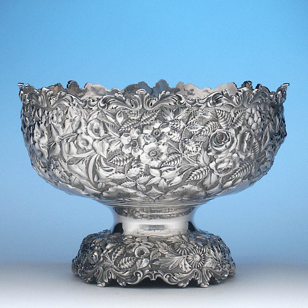 Jacobi & Jenkins Sterling Repousse Punch Bowl, Baltimore, MD, c. 1900