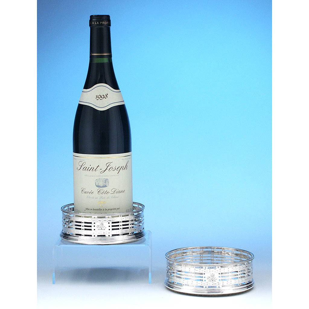 Pair of English George III Sterling Wine Coasters by William Abdy I, London 1778/79