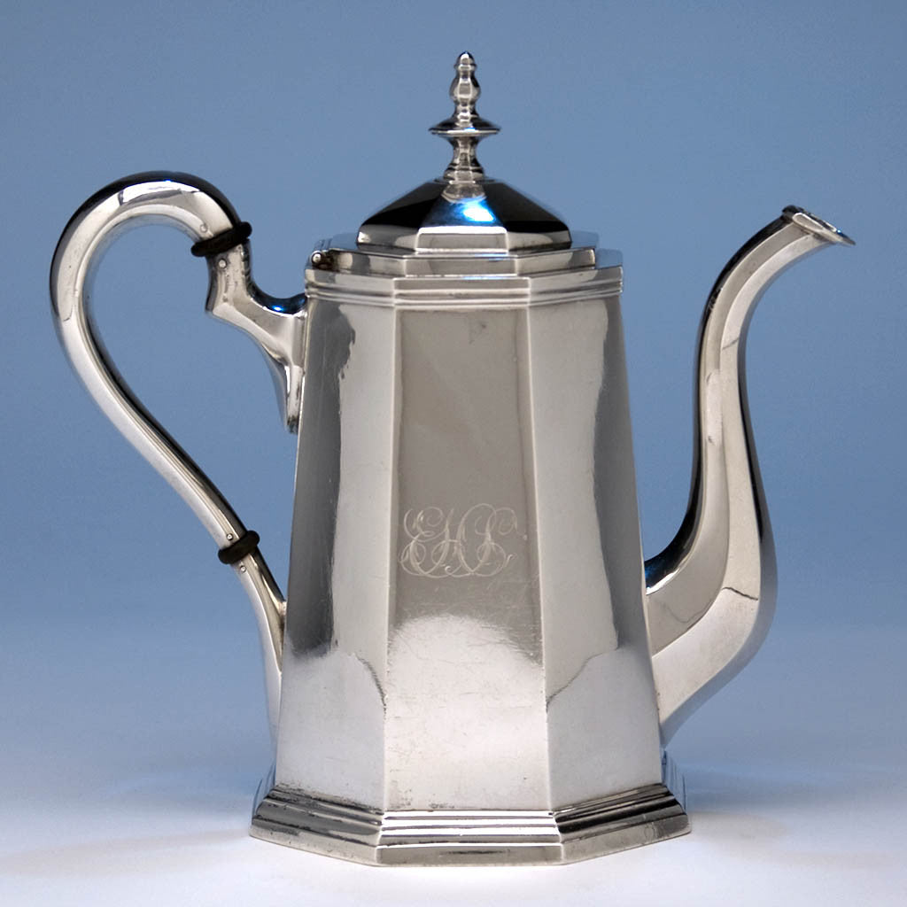 Obadiah Rich (attr.) Sterling Silver Coffee Pot retailed by Lows, Ball & Co., Boston, 1840-41