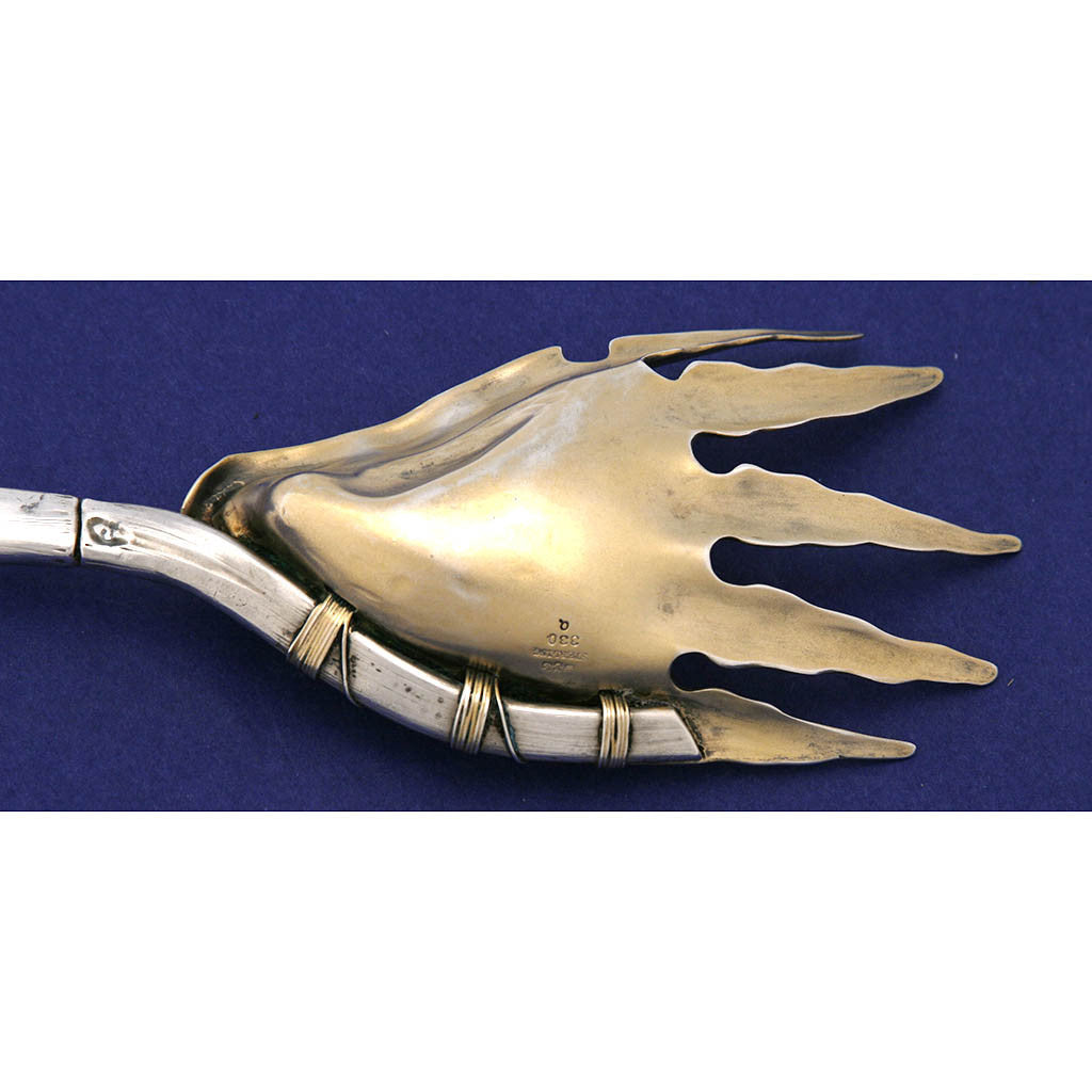 Fork of Gorham Sterling Silver Aesthetic Movement Naturalistic Serving Fork and Spoon Set, 1884