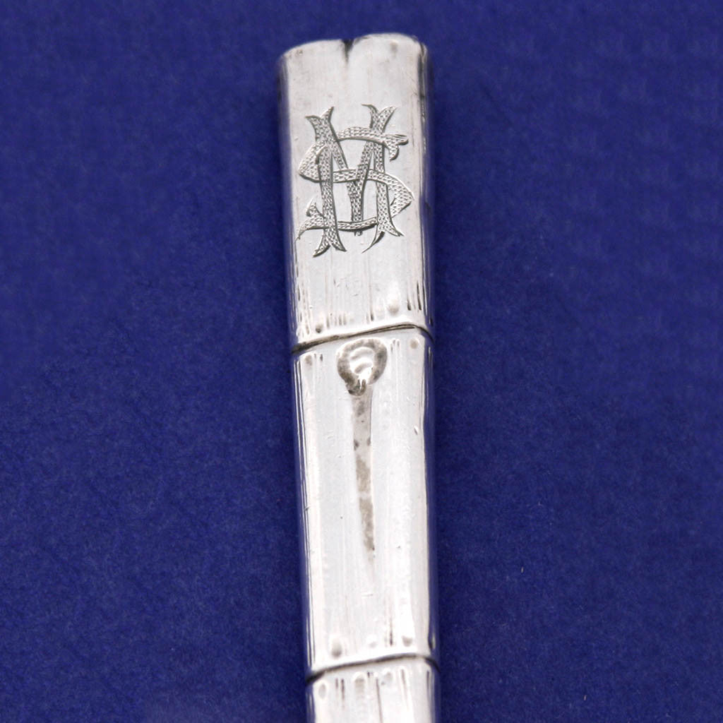 Monogram on Gorham Sterling Silver Aesthetic Movement Naturalistic Serving Fork and Spoon Set, 1884