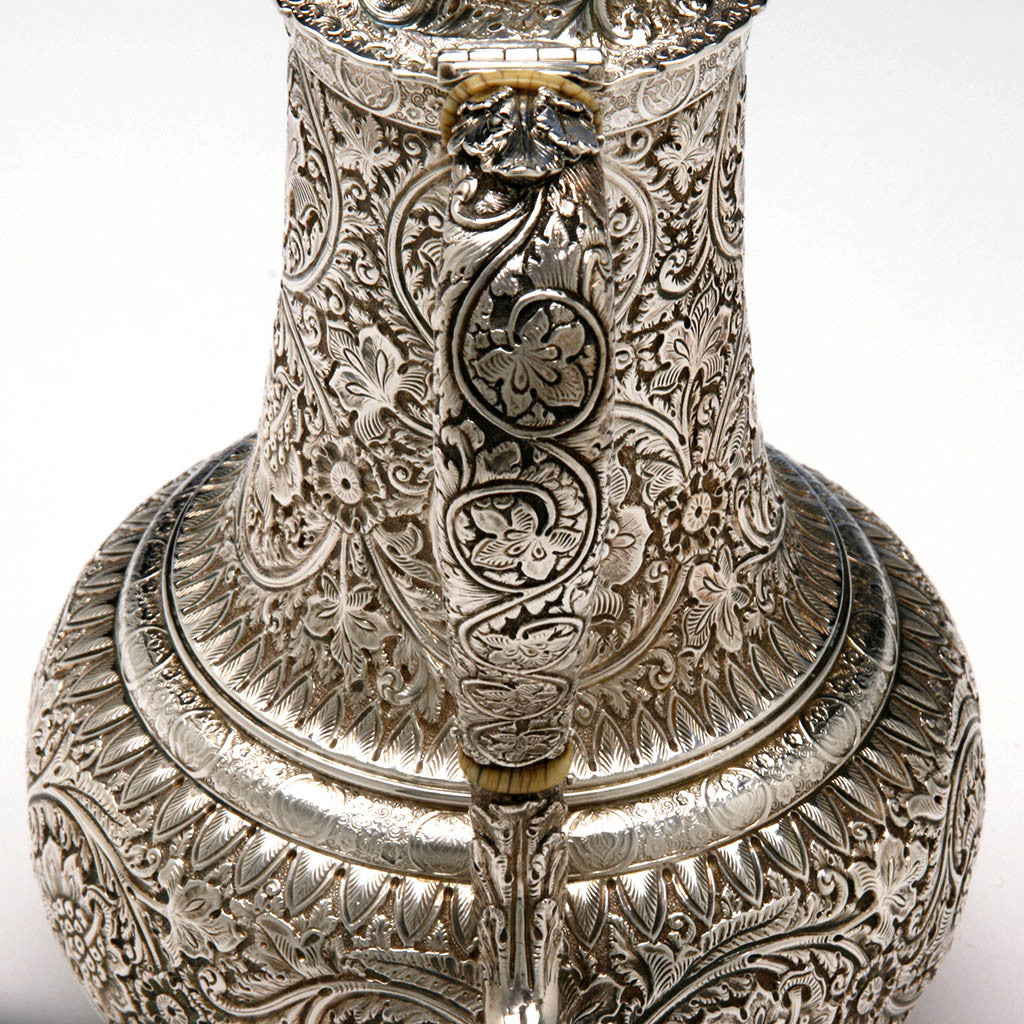 Handle to Tiffany &amp; Co Antique Sterling Silver Persian-style Hot Milk Jug, New York City, 1883