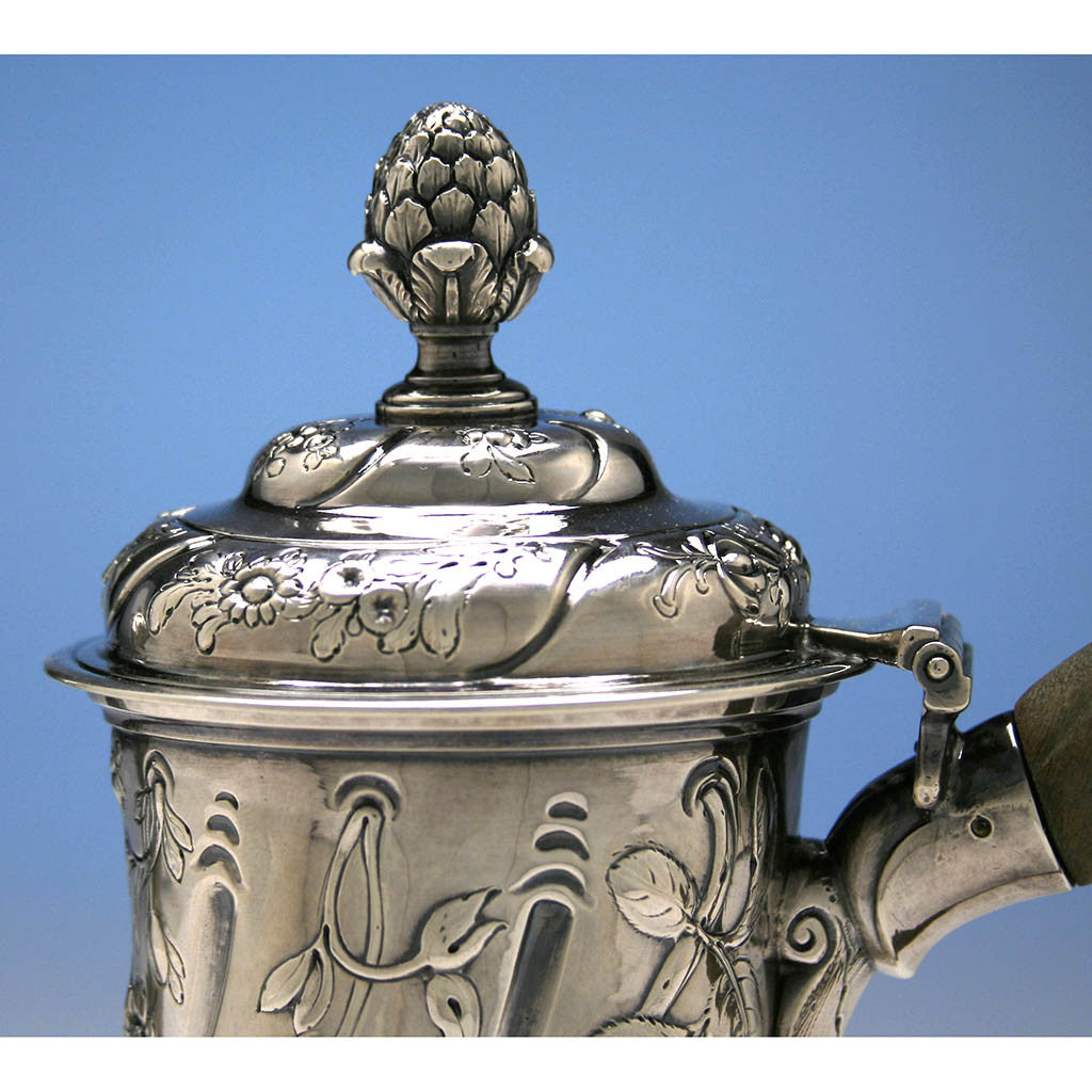 Cover to William Townsend Irish Rococo Sterling Silver Coffee Pot, Dublin c. 1760&#39;s