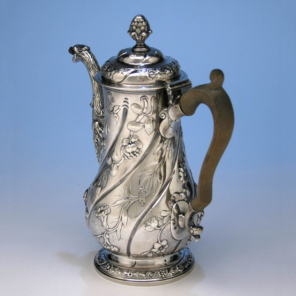 Handle to William Townsend Irish Rococo Sterling Silver Coffee Pot, Dublin c. 1760&#39;s