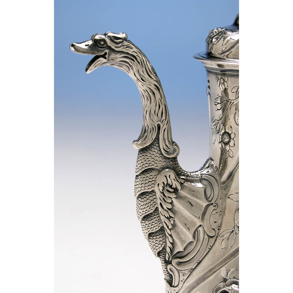 Spout to William Townsend Irish Rococo Sterling Silver Coffee Pot, Dublin c. 1760&#39;s