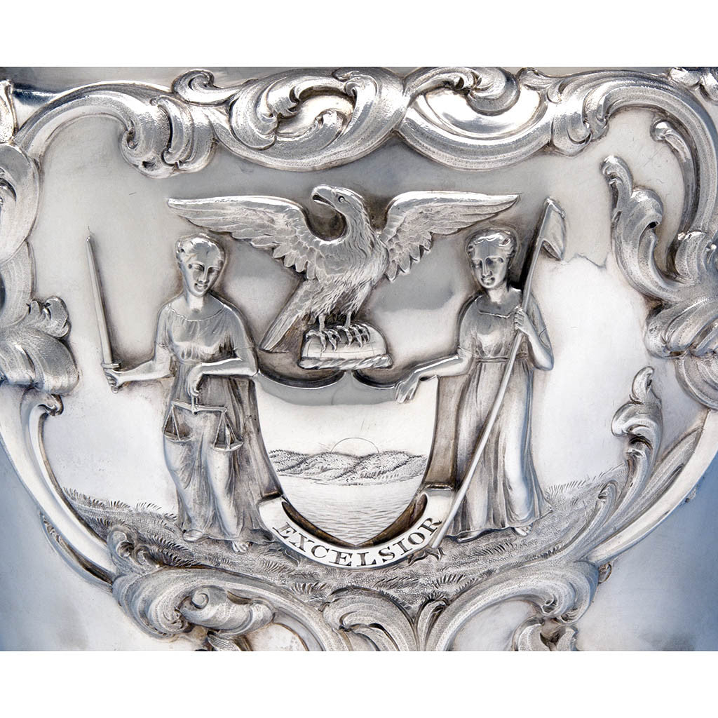Motto on James Thomson - The McKeon Vase: Monumental American Silver Covered Presentation Vase Designed by Sculptor Robert Ball Hughes, New York, NY, 1837