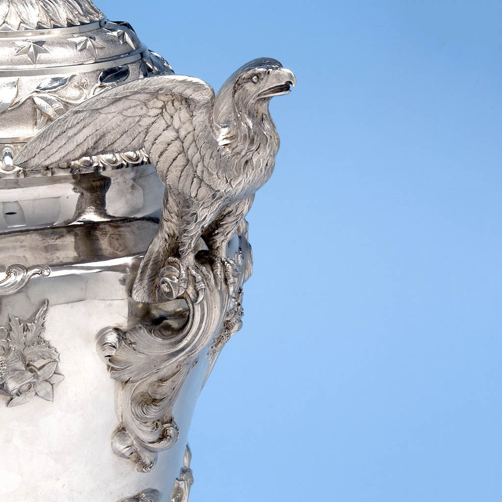 Eagle on James Thomson - The McKeon Vase: Monumental American Silver Covered Presentation Vase Designed by Sculptor Robert Ball Hughes, New York, NY, 1837