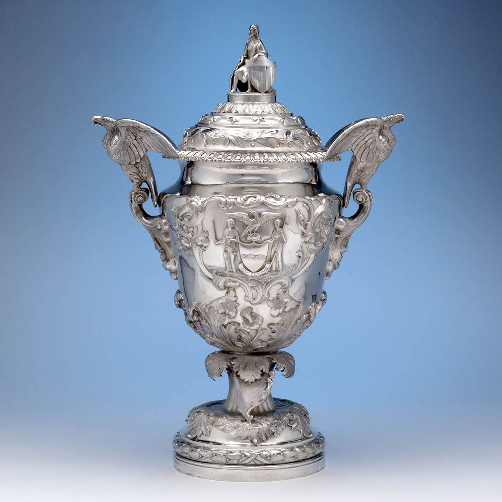 James Thomson - The McKeon Vase: Monumental American Silver Covered Presentation Vase Designed by Sculptor Robert Ball Hughes, New York, NY, 1837