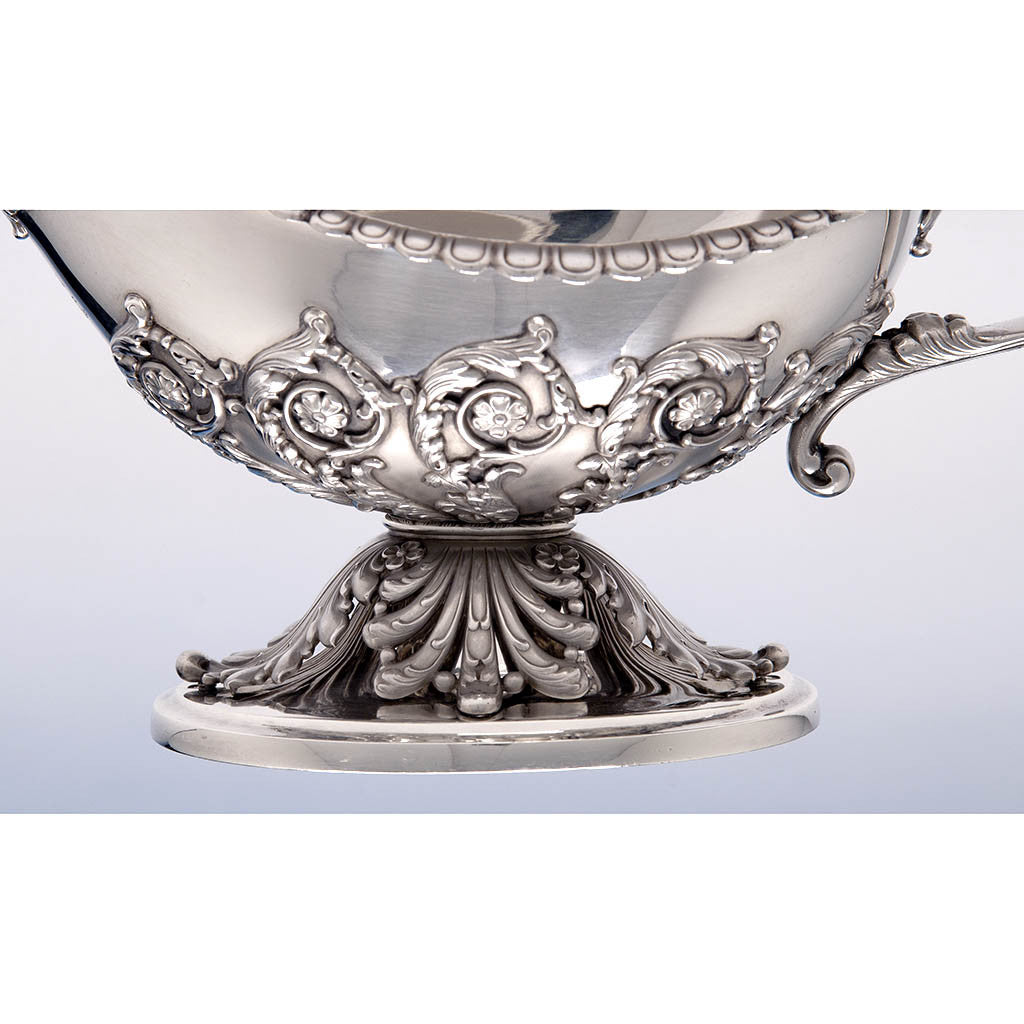 Detail of Tiffany &amp; Co Pair of &#39;George III&#39; Sterling Silver Sauce Boats designed by Paulding Farnham and executed for the 1900 Paris Exposition Universelle