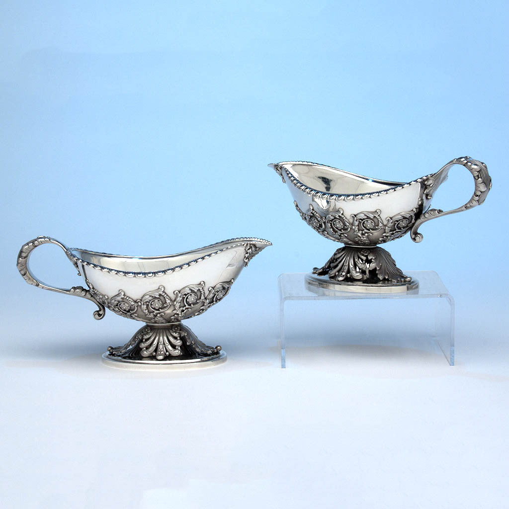 Tiffany &amp; Co Pair of &#39;George III&#39; Sterling Silver Sauce Boats designed by Paulding Farnham and executed for the 1900 Paris Exposition Universelle