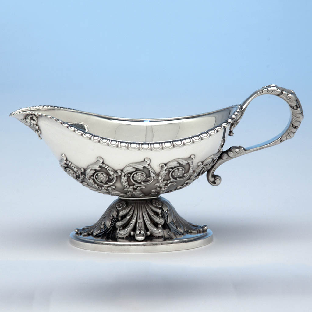Single example of Tiffany &amp; Co Pair of &#39;George III&#39; Sterling Silver Sauce Boats designed by Paulding Farnham and executed for the 1900 Paris Exposition Universelle