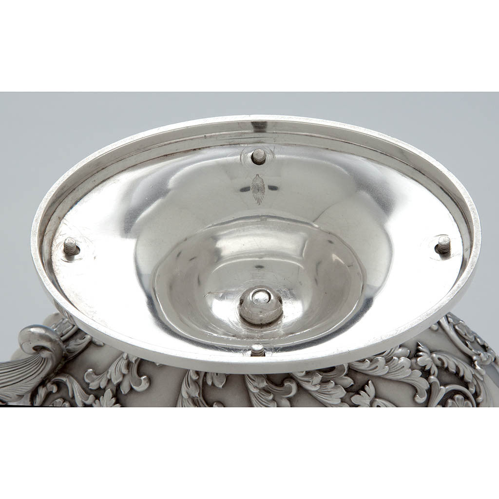 Underside of Tiffany &amp; Co Pair of &#39;George III&#39; Sterling Silver Sauce Boats designed by Paulding Farnham and executed for the 1900 Paris Exposition Universelle