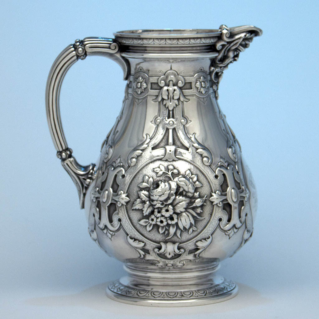 William Gale for Tiffany & Co Antique Sterling Silver Pitcher, New York City, c. 1850's