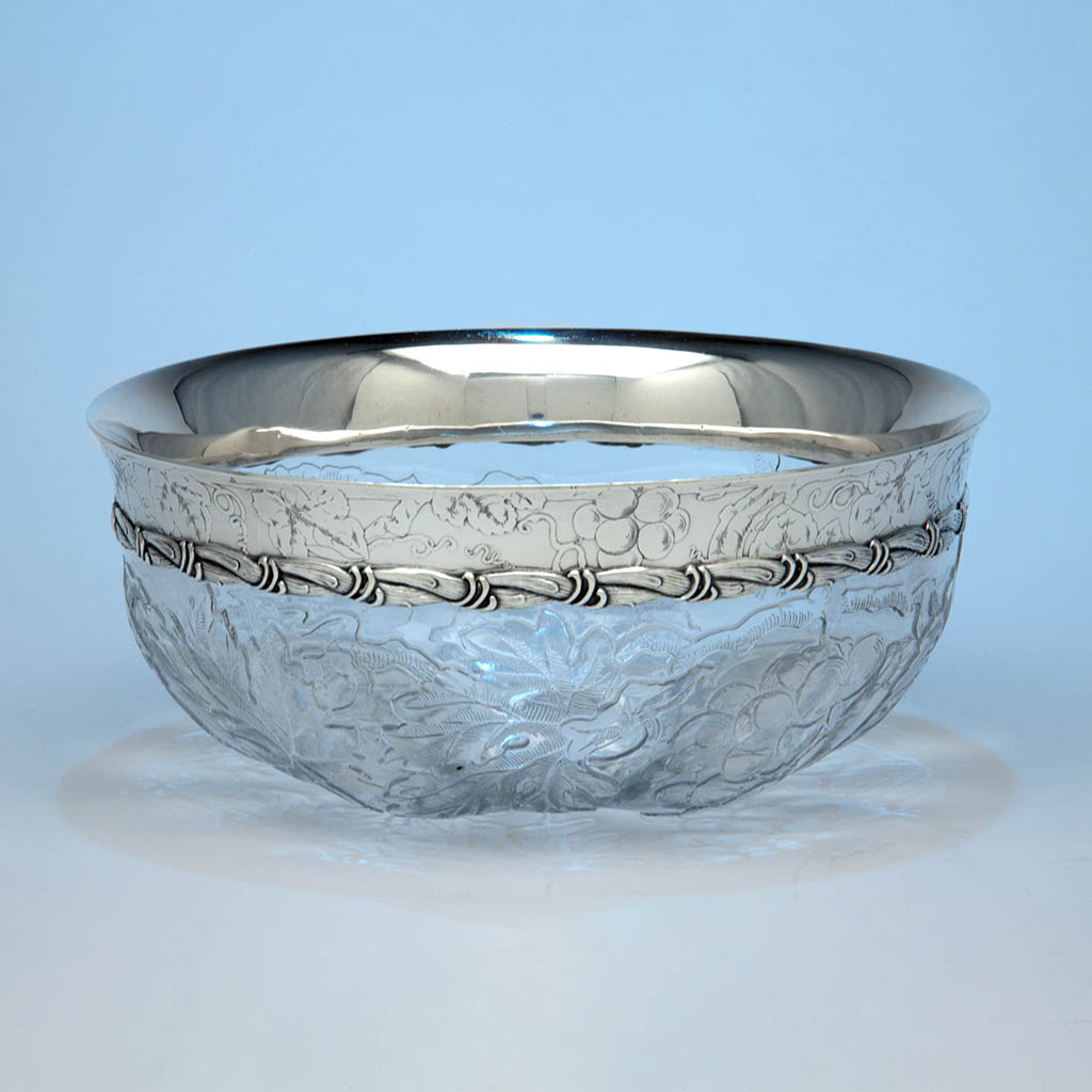 Tiffany &amp; Co Antique Sterling Silver Mounted Rock Crystal Centerpiece Bowl, New York City, c. 1908