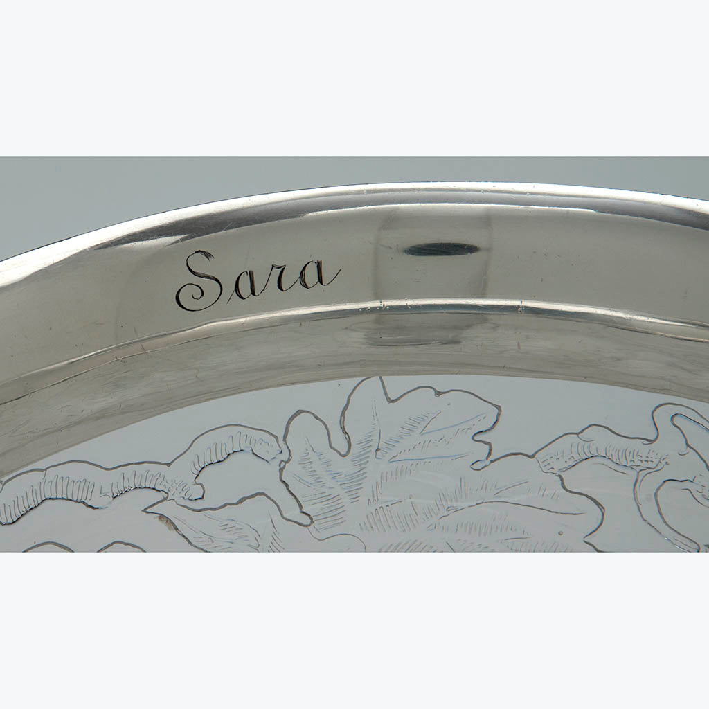 Monogram on Tiffany &amp; Co Antique Sterling Silver Mounted Rock Crystal Centerpiece Bowl, New York City, c. 1908