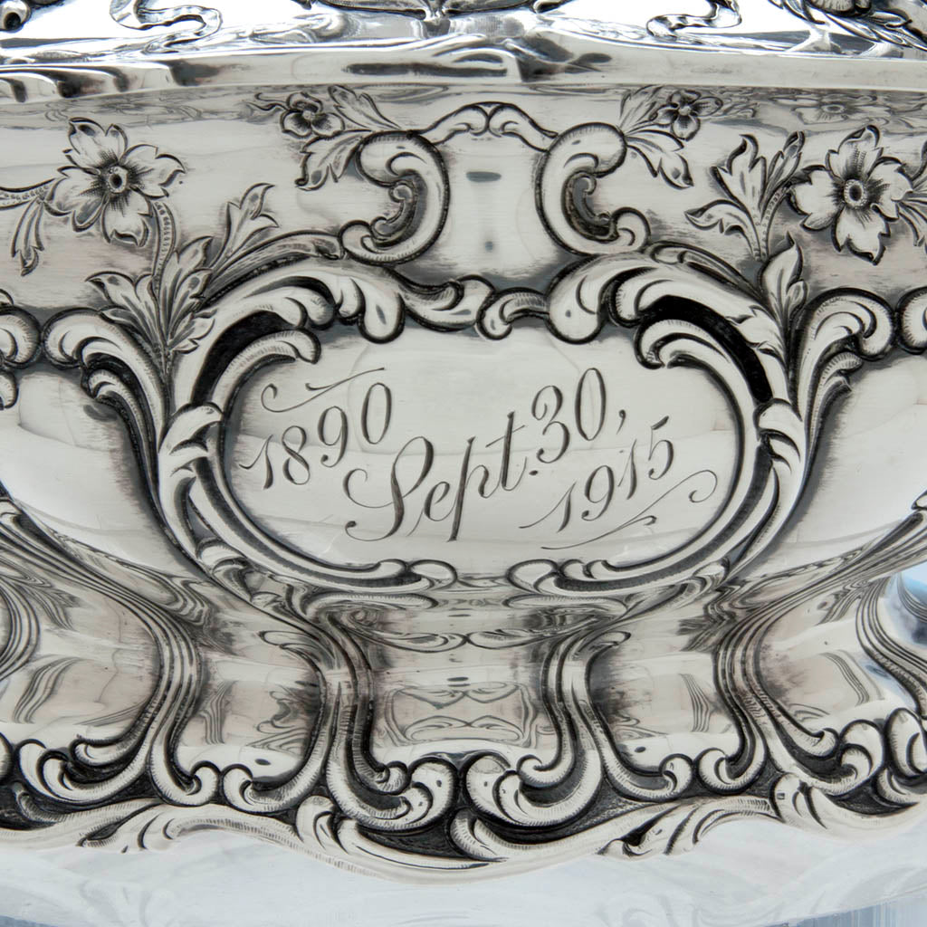 Date on Pair of Gorham &#39;Chantilly&#39; Pattern Antique Sterling Silver Covered Entree Servers, Providence, RI - 1914