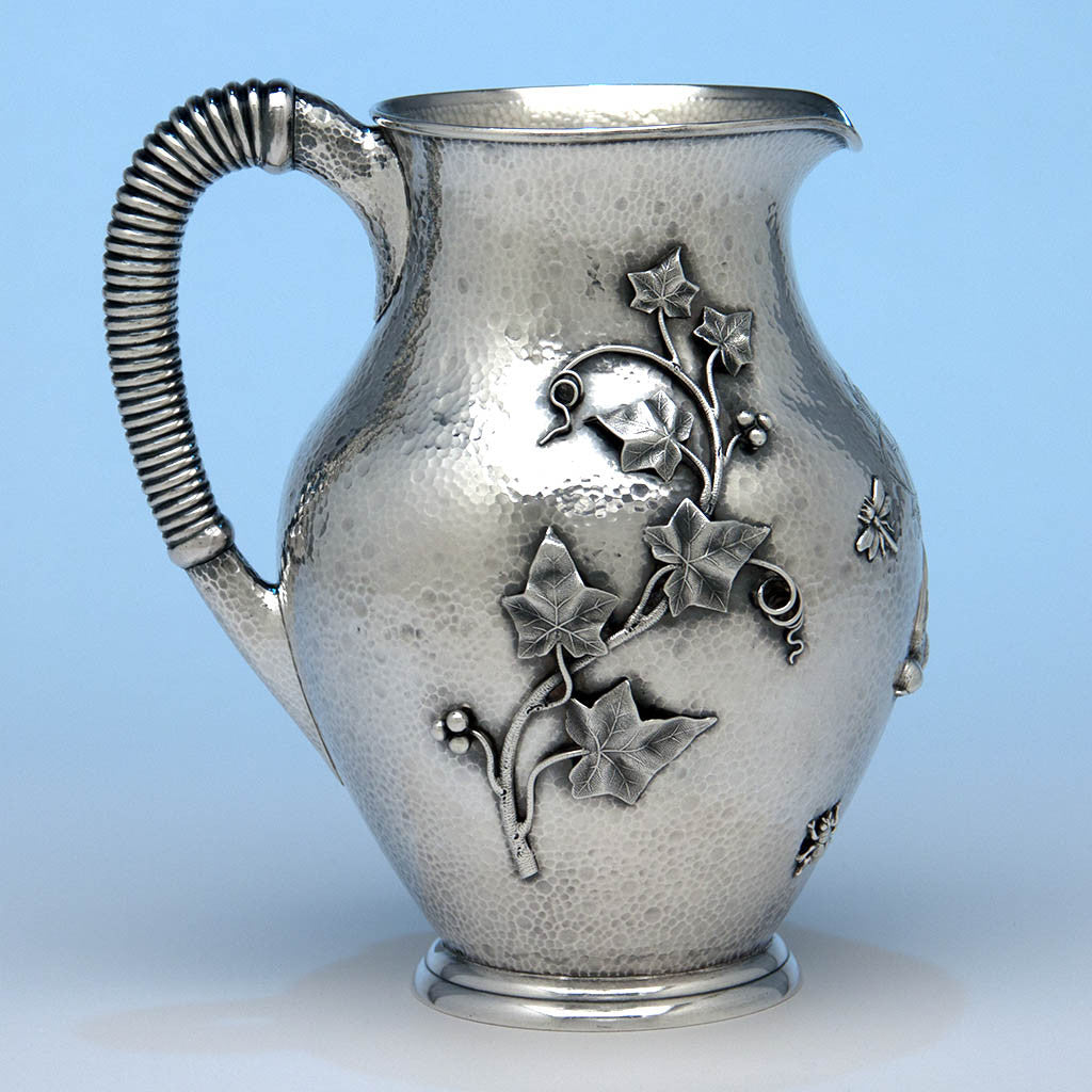 Reverse side of George C. Shreve &amp; Co Antique Sterling Silver Aesthetic Movement Water Pitcher, San Francisco, c. 1880&#39;s